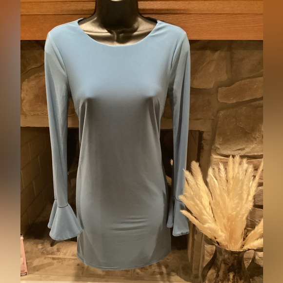 CYNTHIA STEFFE CECE BLUE GRAY LONG SLEEVE FLARED SHIFT DRESS SZ.XS - Picture 12 of 16